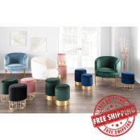 Lumisource OT-CANARY AUVBU Canary Contemporary/Glam Ottoman in Gold Metal and Blue Velvet